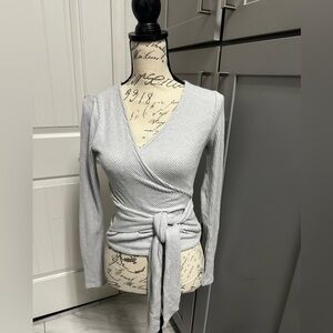 Express Women’s Surplice Gray Wrap Sweater EUC